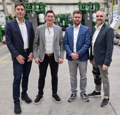 © 2G Energy Sie sind neu im Vertriebsteam für Großwärmepumpen (v.li.): Sigurd Schiller, Dominik Ziegler, Mario Marpert und Michael Müllers.